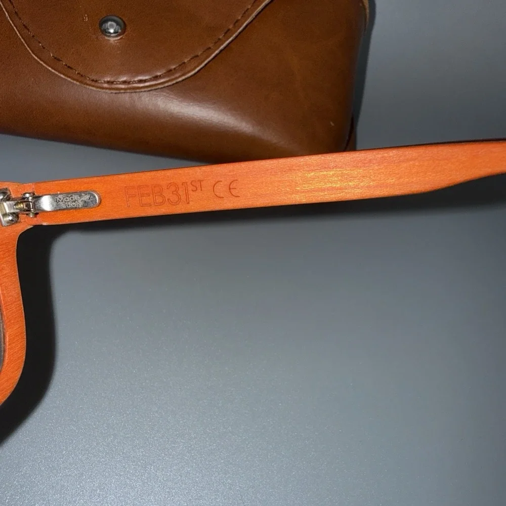 FEB 31ST Apus Air Green /Orange WOOD AUTHENTIC EYEGLASS Frames C00158C10 & Case